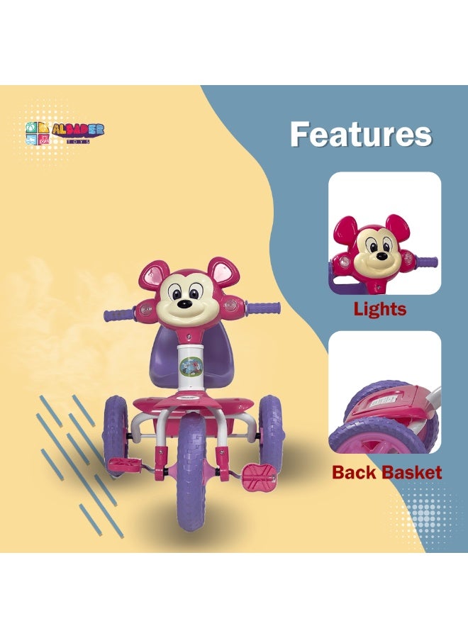 البدر دراجة توازن للأطفال بعمر 1.5-4 سنوات من البدر، دراجة ثلاثية العجلات للأطفال الصغار بأصوات وأضواء، دراجة أطفال بثلاث عجلات مع سلة، دراجة ثلاثية العجلات للأطفال، زهري، من البدر - Image 3